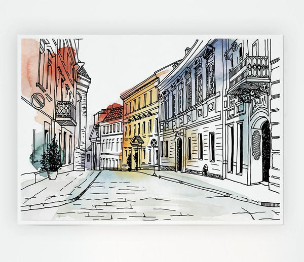 The Streets Of Milan Print Poster Wall Art