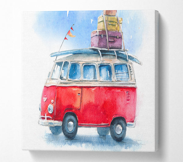 A Square Canvas Print Showing Delightful Camper Square Wall Art