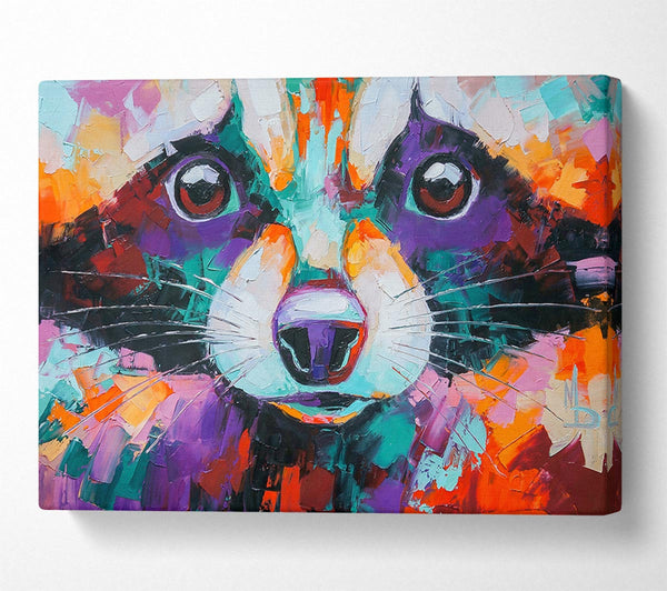 Picture of Racoon Vivid Face Canvas Print Wall Art