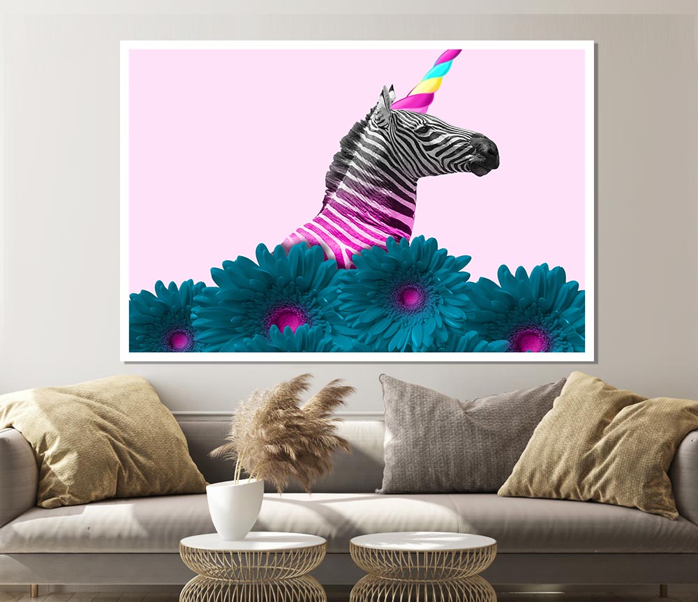 The Horned Zebra Print Poster Wall Art