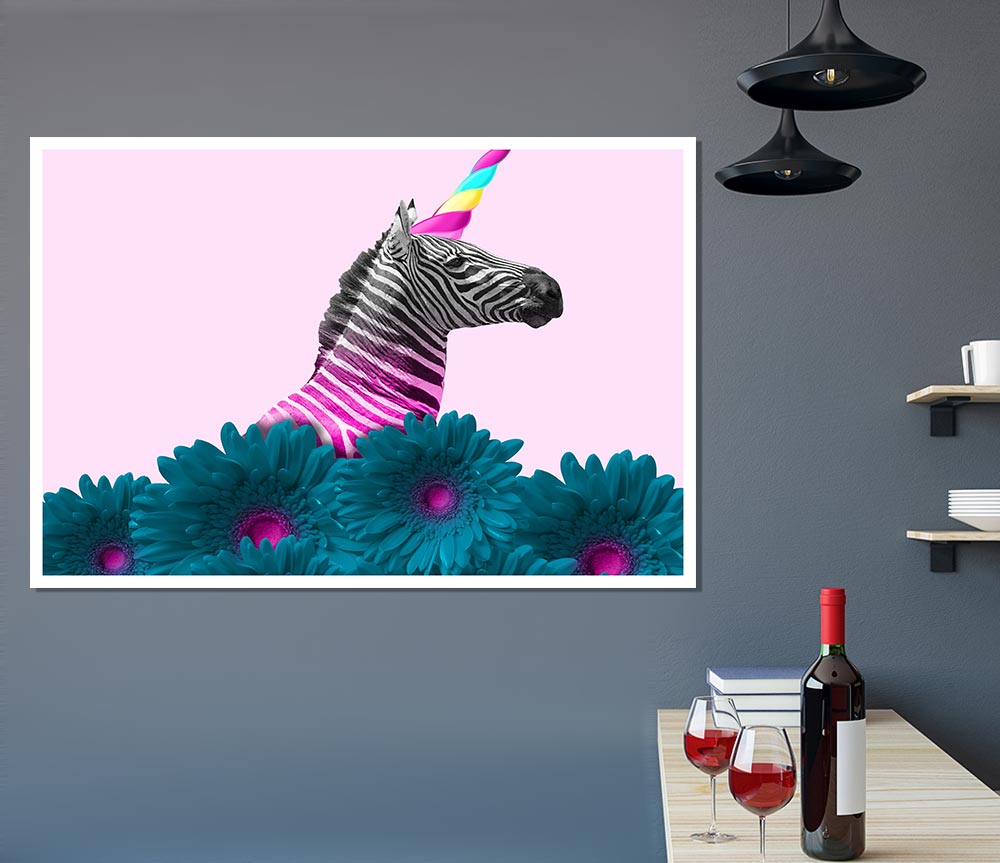 The Horned Zebra Print Poster Wall Art