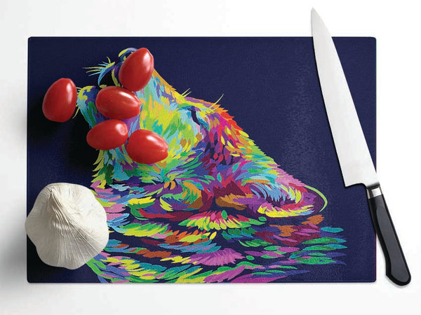 Howling Wolf In Colour Glass Chopping Board
