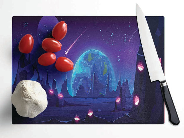 Comets Of The Universe Glass Chopping Board