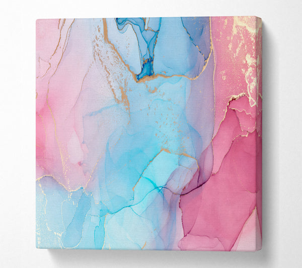 A Square Canvas Print Showing Pink And Blue Fusion Glitter Square Wall Art