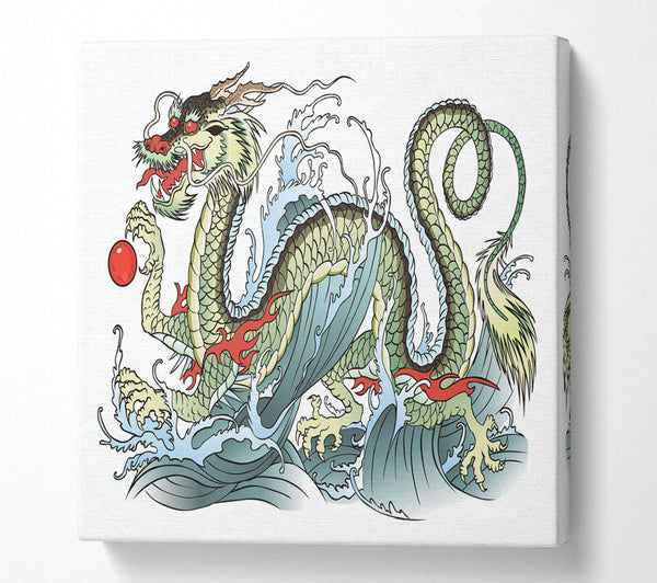 A Square Canvas Print Showing The Chinese Dragon Dance Square Wall Art