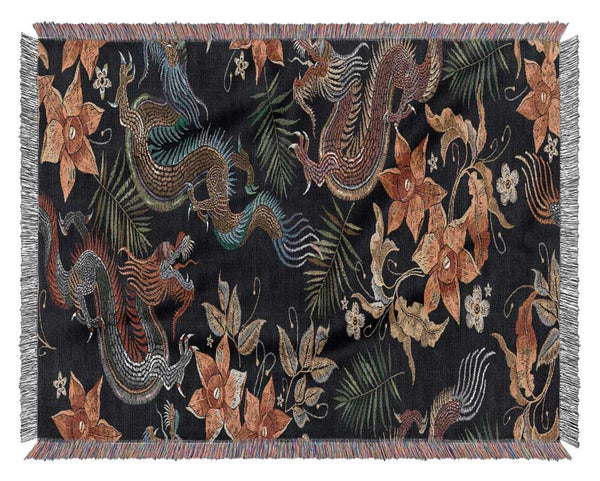 The Chinese Dragon Pattern Woven Blanket