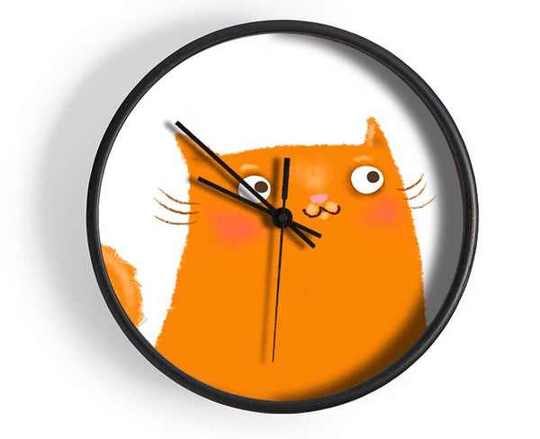The Love Heart Orange Cat Clock - Wallart-Direct UK