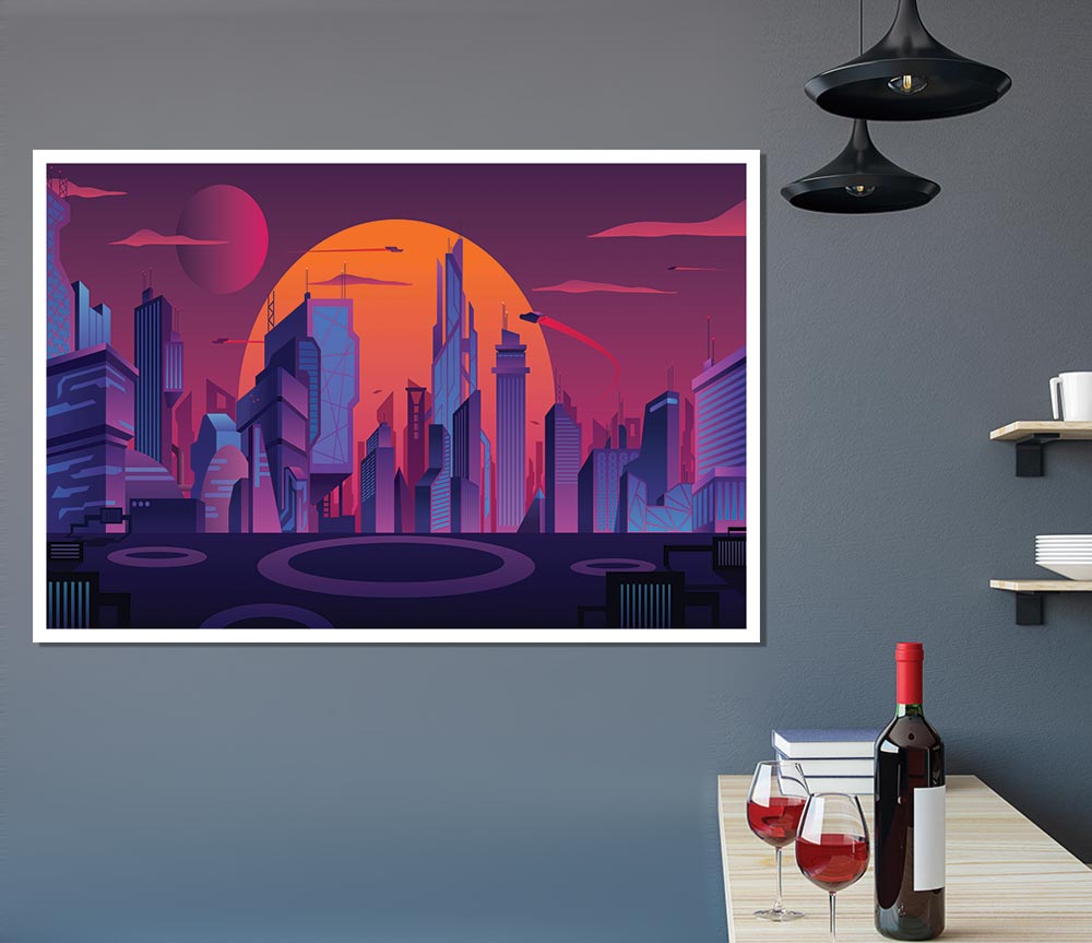 The Sun Behind The City Print Poster Wall Art