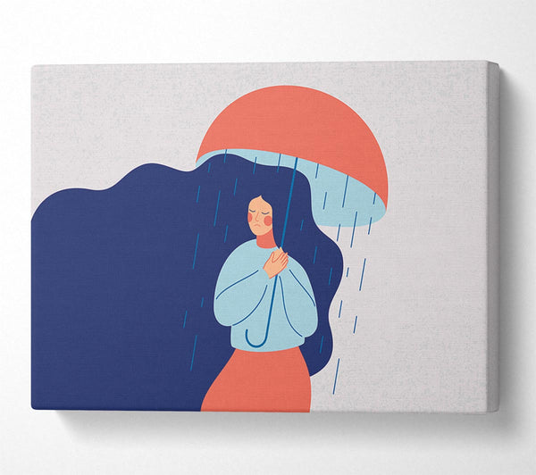 Picture of Raining On The Woman Canvas Print Wall Art