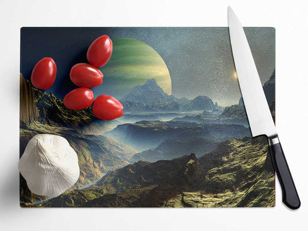 The Planet Rises Glass Chopping Board