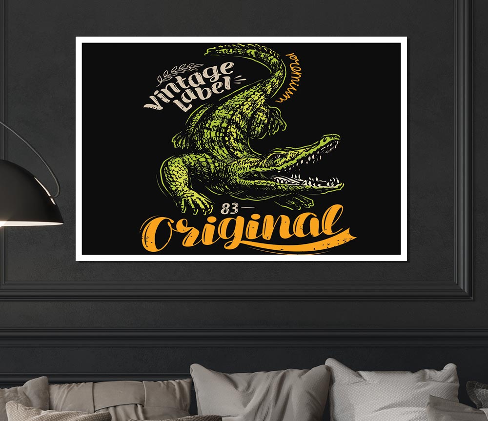 Vintage Label Croc Print Poster Wall Art