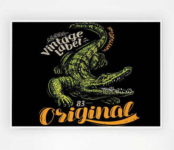 Vintage Label Croc Print Poster Wall Art