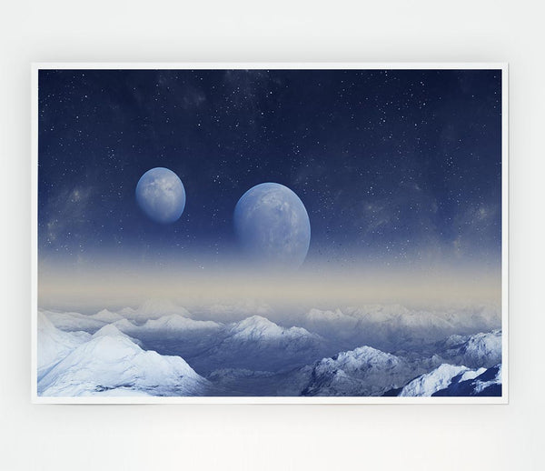 The Two Moons Meet Print Poster Wall Art