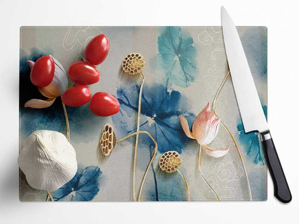 Stunning Flower Pose Glass Chopping Board