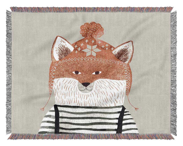 The Fox In A Hat Woven Blanket