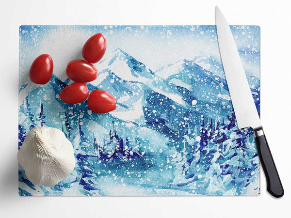 Snowy Mountains Bliss Glass Chopping Board