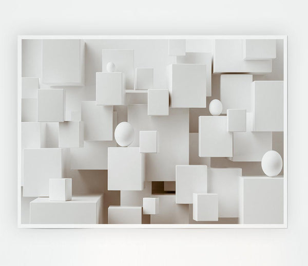 Cubes And Spheres White Print Poster Wall Art