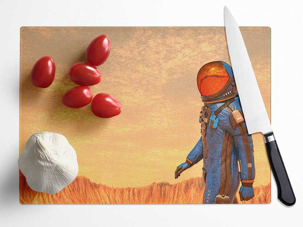 The Space Man In Mars Glass Chopping Board