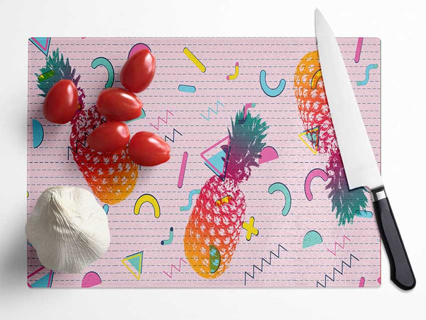 Pineapple Abstract Pattern Glass Chopping Board
