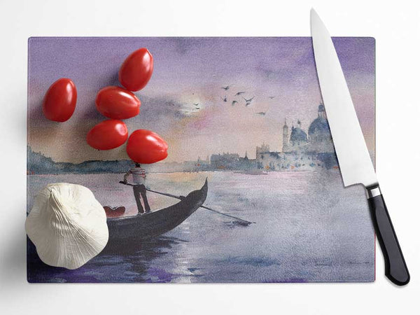 Rowing To Italy Glass Chopping Board