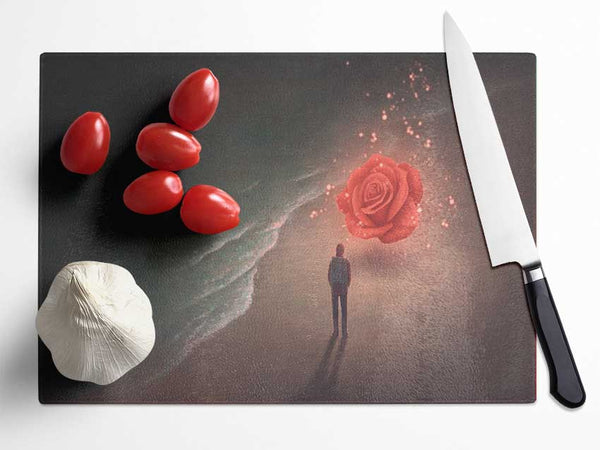 The Rose On The Beach Glass Chopping Board