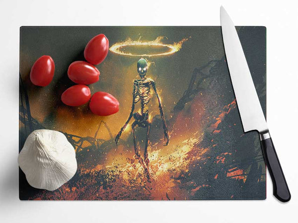 The Skeleton Warrior Glass Chopping Board