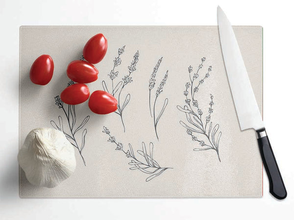 The Fine Flowers Of Britain Glass Chopping Board