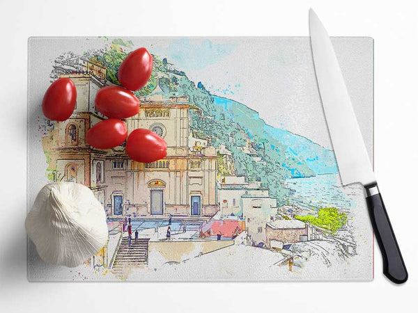 The Watercolour City Line Glass Chopping Board