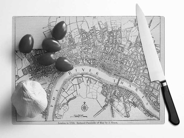 Map Of The River Thames Glass Chopping Board