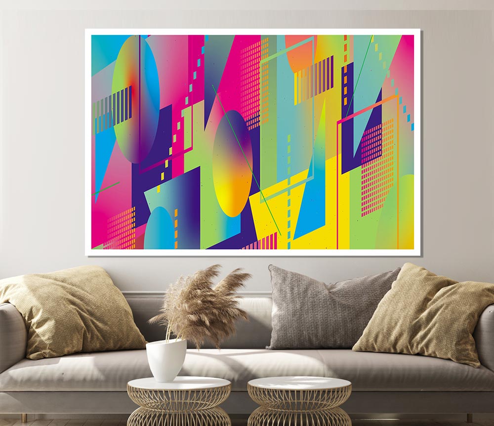 Abstract Triangles And Spheres Print Poster Wall Art