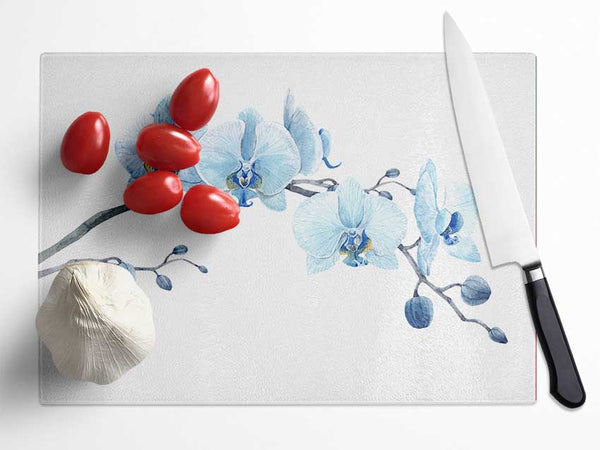 The Blue Orchid Curve Glass Chopping Board