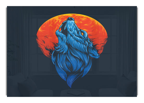 Wolf Howl Orange Moon
