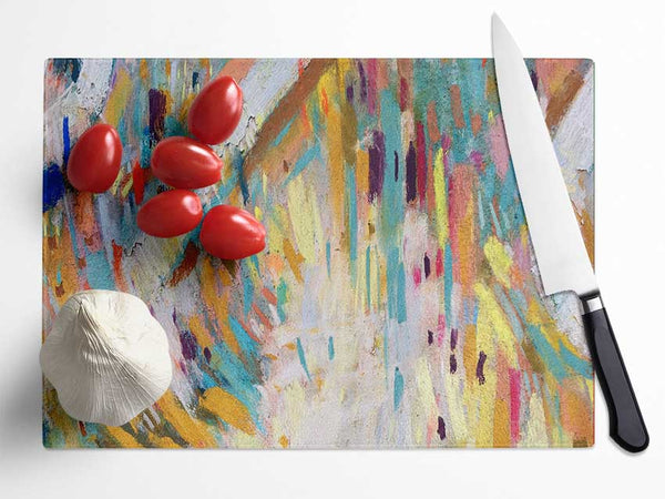 Strikes Of Pastels Glass Chopping Board