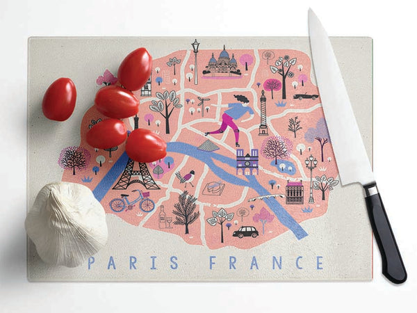 The Little Map Of France Glass Chopping Board