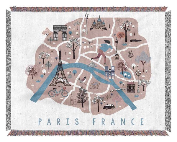 The Little Map Of France Woven Blanket