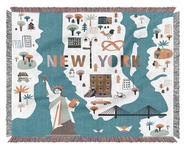 The Little Map Of New York Woven Blanket