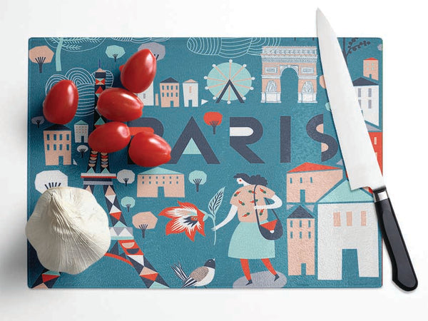 The Little Map Of Paris Glass Chopping Board