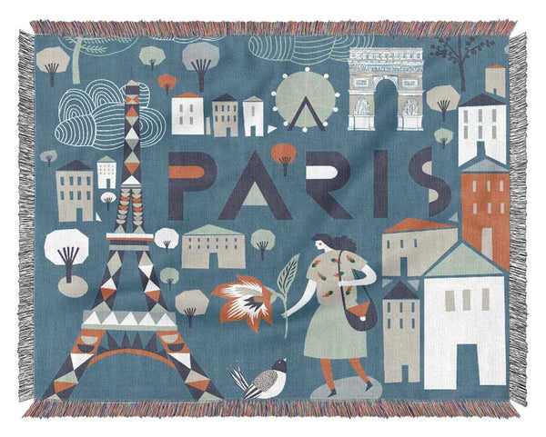 The Little Map Of Paris Woven Blanket