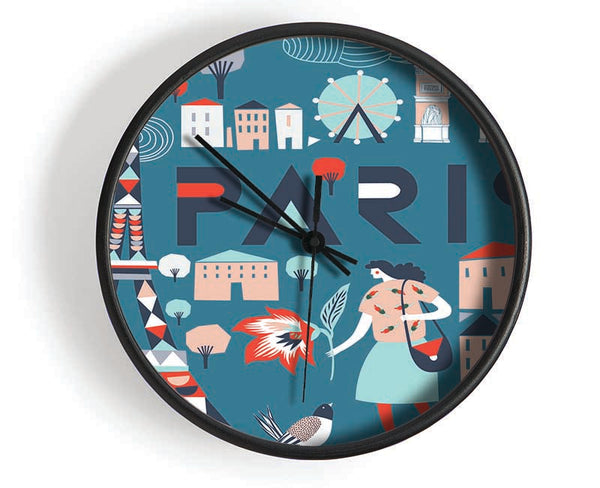 The Little Map Of Paris Clock - Wallart-Direct UK