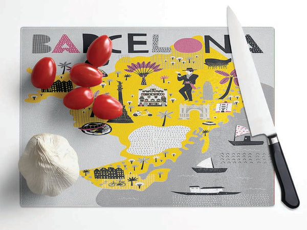 The Little Map Of Barcelona Glass Chopping Board
