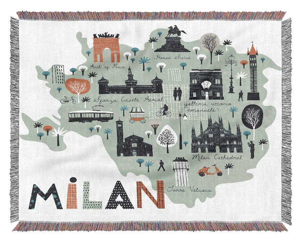 The Little Map Of Milan Woven Blanket