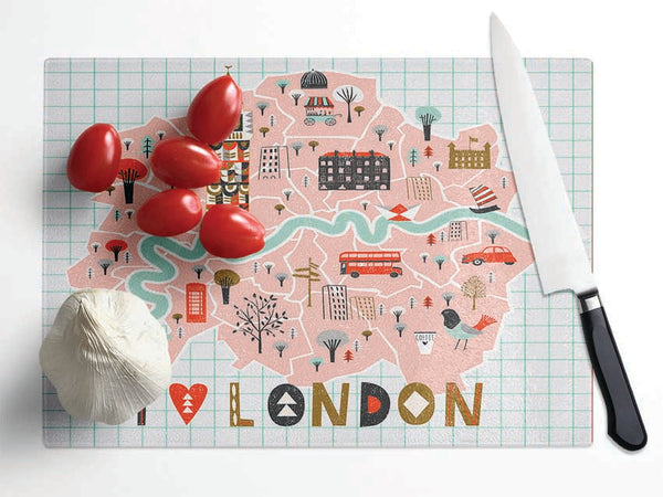 The Little Map Of London 2 Glass Chopping Board