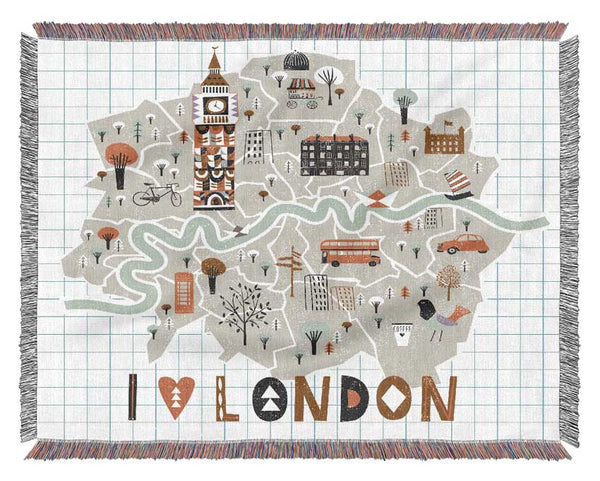 The Little Map Of London 2 Woven Blanket