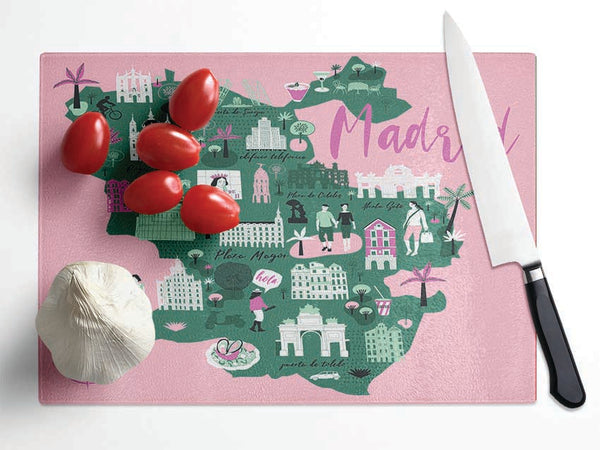 The Little Map Of Madrid Glass Chopping Board