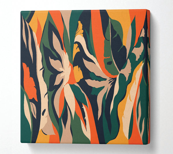 A Square Canvas Print Showing The Flow Of Striped Verge Square Wall Art