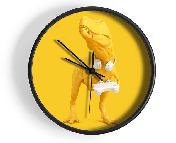 Yellow Dinosaur Gamer Clock - Wallart-Direct UK