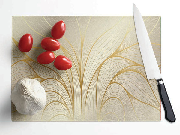 Gold Leaf Lines Glass Chopping Board