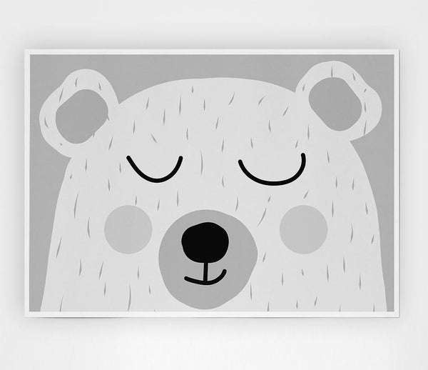 The Cute Bear Head Grey Print Poster Wall Art