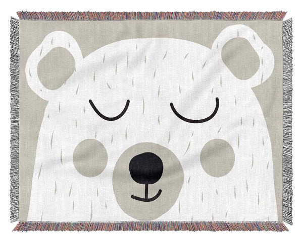 The Cute Bear Head Grey Woven Blanket
