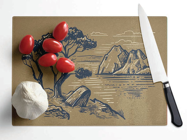 The African Planes Sketch Glass Chopping Board